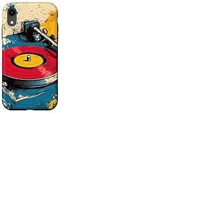 Tourne-disque rétro tourne dans une touche de couleur et de son en vinyle Coque pour iPhone XR
