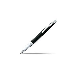 CROSS ATX - Stylo roller basalte avec attributs plaqués chrome / stylo rechargeable - Écrin classique et une recharge roller noire incluse