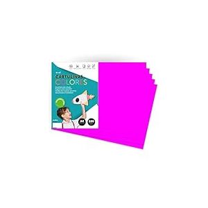 Carton de couleur, papier A4 couleur fluor, feuilles colorées 180 g pour artisanat, imprimer vos documents et dessins créatifs, feuilles pastel A4 · m-office (x50, rose fluor)