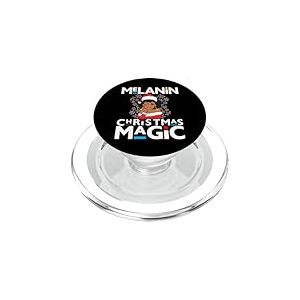 Fa&ccedil;ade Noire en Dentelle Naturelle Mrs Clause Melanin Christmas Magic PopSockets PopGrip pour MagSafe