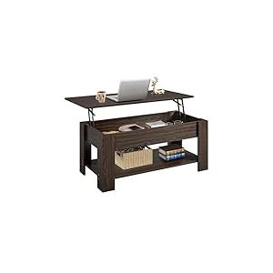 Yaheetech Table Basse Relevable Table de Salon avec Porte-Revues Table de Salle &agrave; Manger Industrielle pour Salon Chambre 120 x 59 x 49,5 cm，Marron