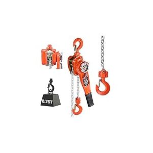 VEVOR Palan &agrave; Cha&icirc;ne &agrave; Levier Manuel, Charge 0,75 t, avec Cha&icirc;ne en Acier Alli&eacute; G80 6 m, Frein M&eacute;canique &agrave; Double Cliquet, Crochets Rotatifs 360&deg;, pour Entrep&ocirc;ts, Chantiers de Construction, Garages