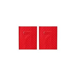 Calligraphe 72013C Un Protège-Cahier Grain Losange Rouge - 17x22 cm - 18/100ème avec Porte-Étiquette - PVC Opaque (Lot de 2)