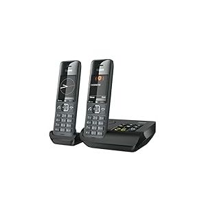 Gigaset Comfort 520A Duo - 2 Téléphone DECT sans Fil avec répondeur - Design élégant - qualité Audio supérieure - Blocage d'appels - Jusqu’à 200 Contacts, Gris foncé [Version française]