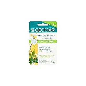 GEOMAR | Masque Visage S.O.S. Repair, Effet Restructurant et Rééquilibrant, 5 minutes, 95% d’Origine Naturelle, Testé Dermatologiquement, 7,5 ml x 2