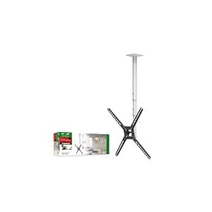 Barkan Longueur 97cm Blanc Support TV de Plafond, pour écrans 29-65 Pouces, Inclinable et orientable, Poids Max. 40Kg, télescopique réglable en Hauteur, pour LED OLED LCD, jusqu'à VESA 400x400