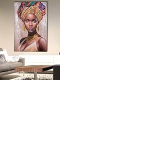 Gilde Grande image d&eacute;corative XXL pour salon - Impression sur toile - D&eacute;coration murale rectangulaire - Motif femme sur mur - Aspect 3D - Multicolore - 80 x 120 cm