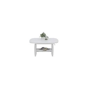 Hela Tische, Table Basse Fonctionnelle Michael, Aspect Bois m&eacute;lamin&eacute;, d&eacute;cor Blanc, Extensible de 90 &agrave; 142 cm, r&eacute;glable en Hauteur avec manivelle de 52 &agrave; 62 cm