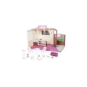 Lori Dolls - Local Café & Terrace - Café pour Mini Poupées - Jouet Café avec Patio - Jouer la nourriture, les boissons et les meubles - Accessoires pour Poupées de 6 pouces - 3 ans +
