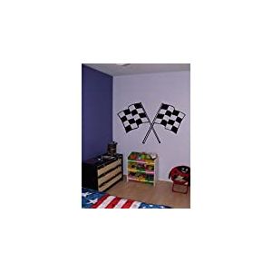 Tatoutex Stickers Drapeau à Damier - Bleu Foncé, L 128cm x H 80cm