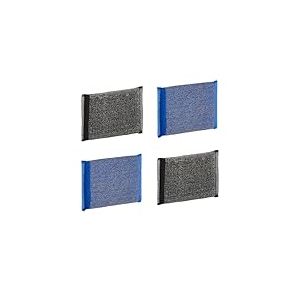 MAYA Tampon &agrave; R&eacute;curer en Acier Inoxydable. pour la Cuisine et l'Acier Inoxydable. Nettoie sans Rayer. Ne Laisse Pas de R&eacute;sidus de Fibres. Dimensions 13x9 cm. Lot de 4 Tampons &agrave; R&eacute;curer (Bleu et Noir)
