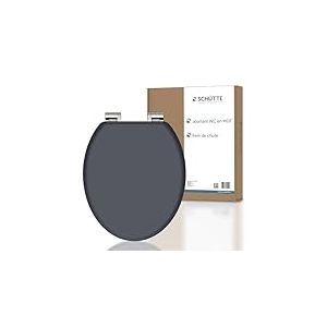SCHÜTTE Cuvette Toilette Bois avec frein de chute | Massif Abattant WC Bois | Avec abattant durable | Très grande résistance au poids | Testée jusqu'à 175kg | Gris