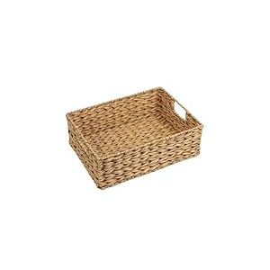 Lot de 1 panier en osier, paniers de rangement en plastique avec poignées, panier tissé imperméable pour le rangement, paniers de garde-manger (marron)