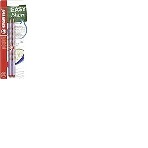 STABILO Lot de 2 crayons triangulaires ergonomiques pour droitiers Easy Graph en violet pastel – Lot de 2 – Dureté HB