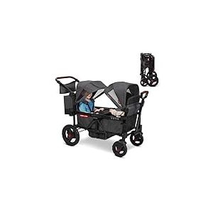 Radio Flyer Voya Poussette, Poussette Double, 2 sièges Hauts Face à Face, auvent de Protection UV réglable, Plateau à collations, Gris