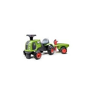 FALK - Porteur Tracteur Claas - Vert - Roues Silencieurses - Volant directionnel avec klaxon - Remorque avec Accessoires - 90% de Plastique recyclé - 100% Fabriqué en France - Dès 12 Mois - 312CS