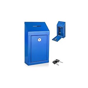 Boîte à suggestions et urnes en métal facile à monter au mur ou à poser sur le plan de travail avec fente supérieure pour pièces de monnaie, serrure incluse avec 2 clés (noir)