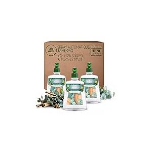 Air Wick D&eacute;sodorisant Maison Spray Automatique Sans Gaz Active Fresh - 3 Recharges Parfum Bois de C&egrave;dre & Eucalyptus