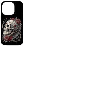 T&ecirc;te de Mort Roses Rouges Baroque Gothique Vintage Tattoo Coque pour iPhone 14 Pro