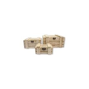 Pracht Creatives Hobby 7667-18541 Caisses rectangulaires en Bois, coffres au tr&eacute;sor en 3 Tailles avec Couvercle Rabattable et charni&egrave;re pour Le Rangement, la d&eacute;coration et comme Cadeau