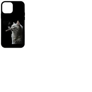 Chat sibérien fume un cigare drôle fumeur de cigare et amoureux des chats Coque pour iPhone 12 mini