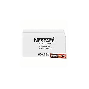 NESCAFÉ Sélection Sticks Café Soluble - 1 Dose pour 1 Litre de Café - Corsé et Généreux - En Poudre - Approvisionnement 100% plus Responsable - Carton de 60 Dosettes de 15g -900g