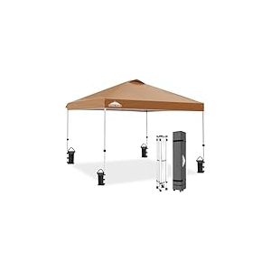 EAGLE PEAK Tonnelle de Jardin Pliable 3x3m Pop-up Gazebo Tente Pliante Pavillon，avec Sac de Transportable à Roulette pour Camping, Plage, Jardin, Couleur Kaki