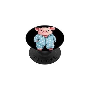 Cochon en pyjama pour un look amusant de soirée pyjama PopSockets PopGrip Adhésif