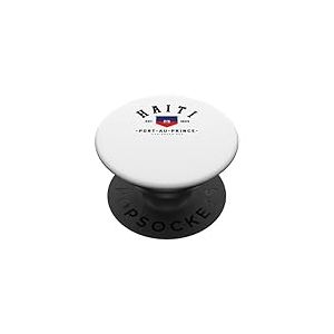 Cadeau ami ha&iuml;ti Drapeau ha&iuml;ti Port-au-Prince ha&iuml;ti Cadeau PopSockets PopGrip Adh&eacute;sif