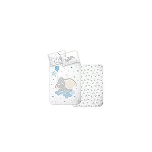 Disney Home Dumbo Parure de lit pour bébé 100 x 135 cm – Taie d'oreiller 40 x 60 cm – Motif réversible – Parure de lit pour Enfant – 100% Coton renforcé Super Doux – 2 pièces Dumbo – Certifié Öko-Tex
