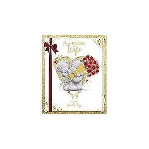 Me To You Tatty Teddy Wife Carte d'anniversaire de luxe faite à la main dans un coffret cadeau 20,3 x 25,4 cm – Collection officielle Doré