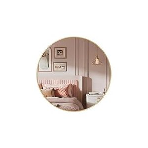 SONGMICS Miroir Rond, Miroir Mural, Diam&egrave;tre 61 cm, Cadre en M&eacute;tal, Facile &agrave; Installer, pour Salle de Bain, Salon, Chambre, Entr&eacute;e, Couloir, Dor&eacute; LWM102A01