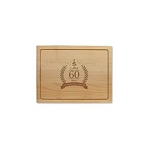 Feel Green Planche à découper en bois avec gravure – 60ème anniversaire, env. 40 x 30 x 2 cm, fabriquée en Autriche, idée cadeau durable