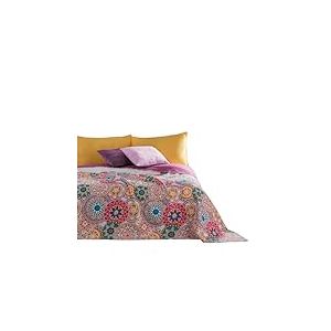 DecoKing 77160 Couvre-lit double face Pen polyester, Blanc/ violet, Polyester, violet/blanc, 200 x 220 x cm
