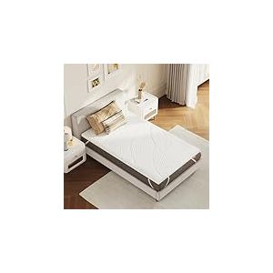 Sweetnight Surmatelas en Gel 120 x 190 x 5 cm, avec Housse Amovible et Lavable, Matelas en Mousse &agrave; m&eacute;moire de Forme, 120 x 190 x 5 cm, avec Sangles &eacute;lastiques, Blanc