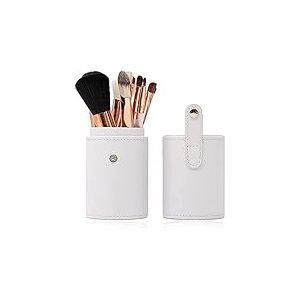 Zoë Ayla Ensemble de 12 Pinceaux Professionnels avec Étui de Voyage en Cuir Végétalien Blanc/Or Rose 1 Unité