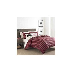 Eddie Bauer 210706 Montagne Plaid Housse de Couette, Double, Rouge écarlate