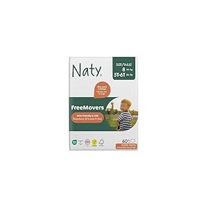Naty FreeMovers Couches-Culottes | Pants d&rsquo;Apprentissage Certifi&eacute;es Peaux Sensibles | Douces, Sans Parfum | Absorbantes & Anti-Fuites | B&eacute;b&eacute; & Enfant | Taille 8 (17+ kg), 60 Unit&eacute;s