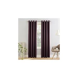Sun Zero Barrow Lot de 2 Rideaux &agrave; &oelig;illets Solides &eacute;co&eacute;nerg&eacute;tiques 137,2 x 241,3 cm, Prune