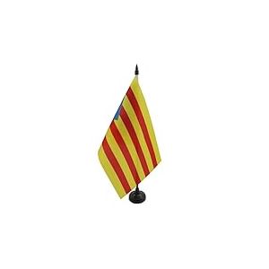 AZ FLAG - Drapeau De Table Catalogne Estelada - Drapeau Catalan Indépendentiste - Cataluña De Bureau 100% Polyester Avec Hampe De 25cm Et Socle En Plastique Noir - 20g - 21x14 cm