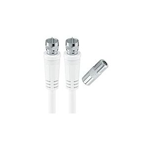 APM C&acirc;ble Coaxial Satellite Fiche F M&acirc;le, 5M + Adaptateur Fiche F Femelle vers Coaxial 9.52mm M&acirc;le, Compatible TV Parabole Antenne Modem Satellite, 409006