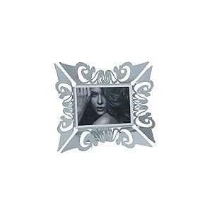 Arti & Mestieri Cadre Photo décoré Horizontal Vanity Design 100% fabriqué en Italie, en Fer, 29 x 26H (17 x 13H) cm (Feuille argentée)