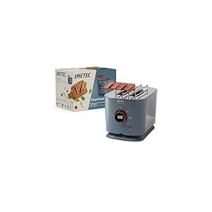 Imetec Grantoast, Grille-pains 2 tranches XL avec pinces ouvrantes pour toasts garnis, 7 niveaux de dorure, nettoyage facile, Écran à LED, Minuteur numérique, Acier inox