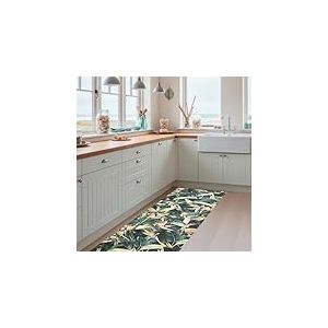 Tapis en vinyle numérique, motif Prisme, motif feuilles tropicales, plusieurs tailles, moderne, design et résistance pour votre espace, cuisine, salle de bains, salon, sol en PVC (50 x 200 cm
