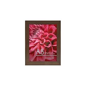 Americanflat Cadre Photo A5 Noyer - MDF avec Verre Incassable Poli, Chevalet & Matériel de Suspension Intégré - Format Horizontal et Vertical pour Mur et Dessus de Table - 14,8x21 cm