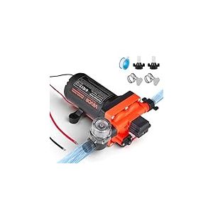VEVOR Pompe &agrave; Eau &agrave; Membrane Auto-amor&ccedil;ante 12 V CC 22,7 L/min Pression 4,8 bar 4 Chambres, avec Pressostat, Pompe &agrave; Eau pour Camping-car, Lavage de Voitures, Bateaux, Irrigation Agricole, Jardin