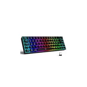 TECURS Clavier Gaming sans Fil Bluetooth Gamer Keyboard M&eacute;canique PC Clavier Lumineux Clavier 65% TKL Rechargeable RGB Filaire QWERTZ Rouge Switch pour PC Windows/Mac /PS5 Noir
