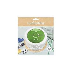 ScrapCooking - Disque de Pâte à Sucre Foot Ø 18 cm - Décoration Gâteau Comestible - Imprimé Terrain de Football - Déco Anniversaire - Vert - 7335