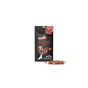 Rosewood Steak Sticks B&oelig;uf & Colin Petit &ndash; Friandise &agrave; m&acirc;cher pour Chien, Peau de b&oelig;uf et Colin, Aide aux Soins dentaires, sans c&eacute;r&eacute;ales ni Gluten, sans additifs artificiels, 90 g