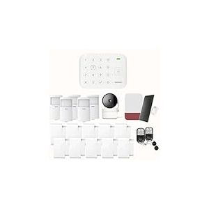 Daewoo Pack Alarme Connect&eacute;e WiFi/GSM Vigilia VIG105+ &ndash; Syst&egrave;me sans Fil et sans Abonnement, Compatible Animaux, D&eacute;tecteurs et Sir&egrave;ne Solaire INCL. + Cam&eacute;ra de Surveillance Full HD, Application INCL.